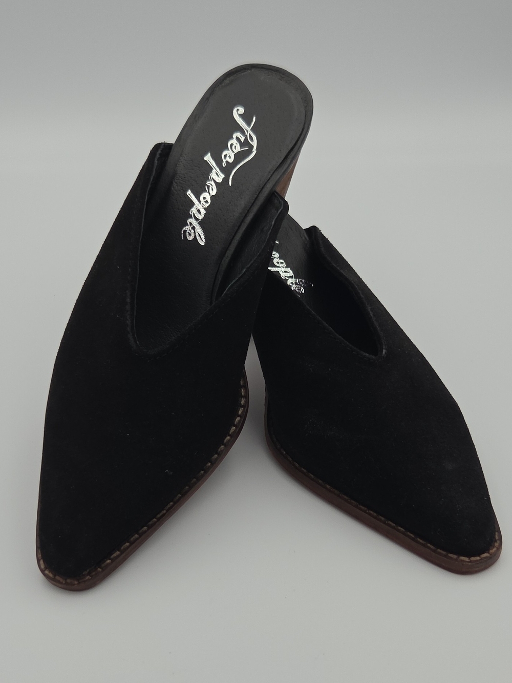Free People Black Suede Pointed Mules Size 37